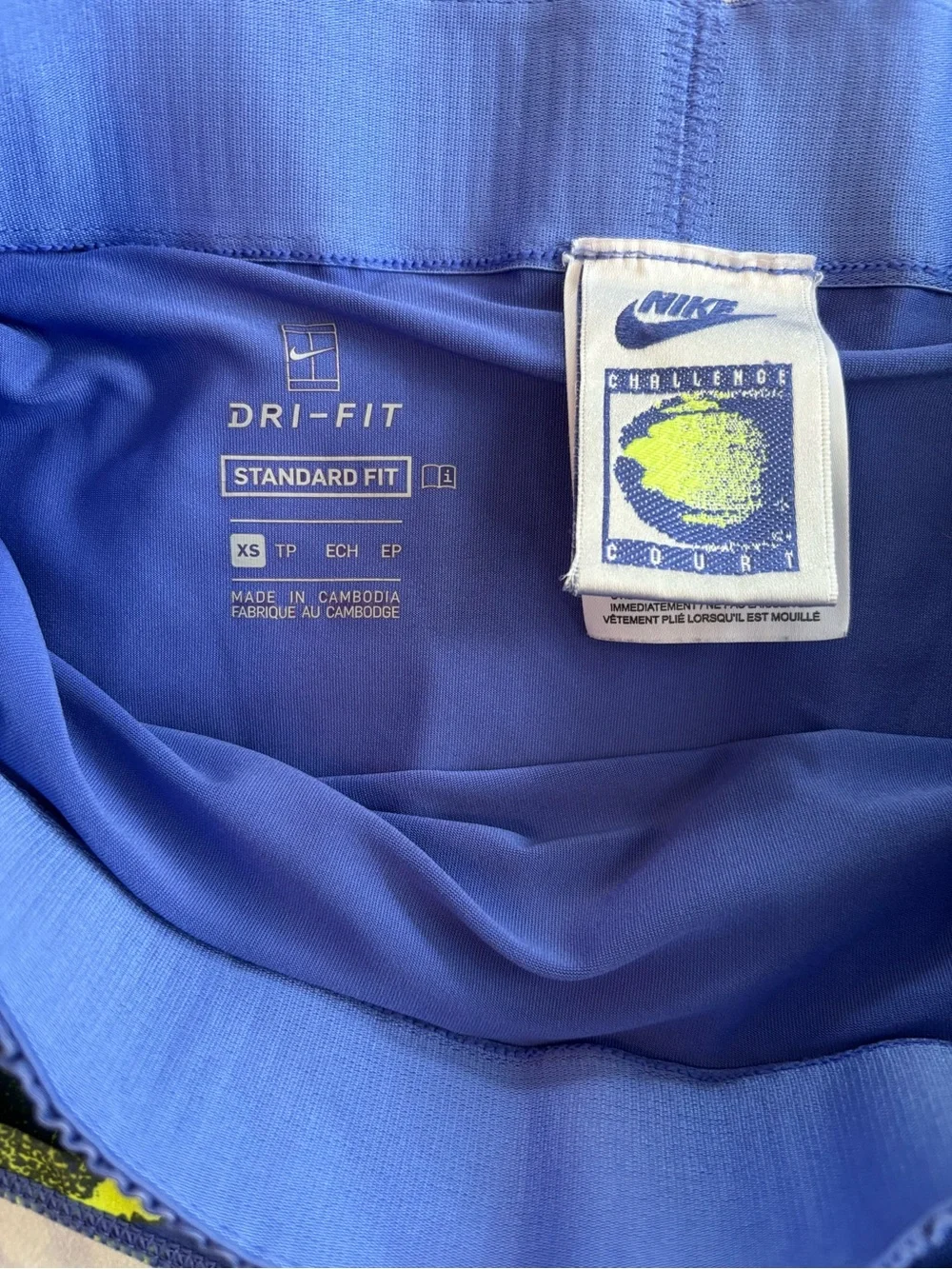 Nike Royal Blue Athletic Shorts with Neon Green Graphic, Women’s XS
